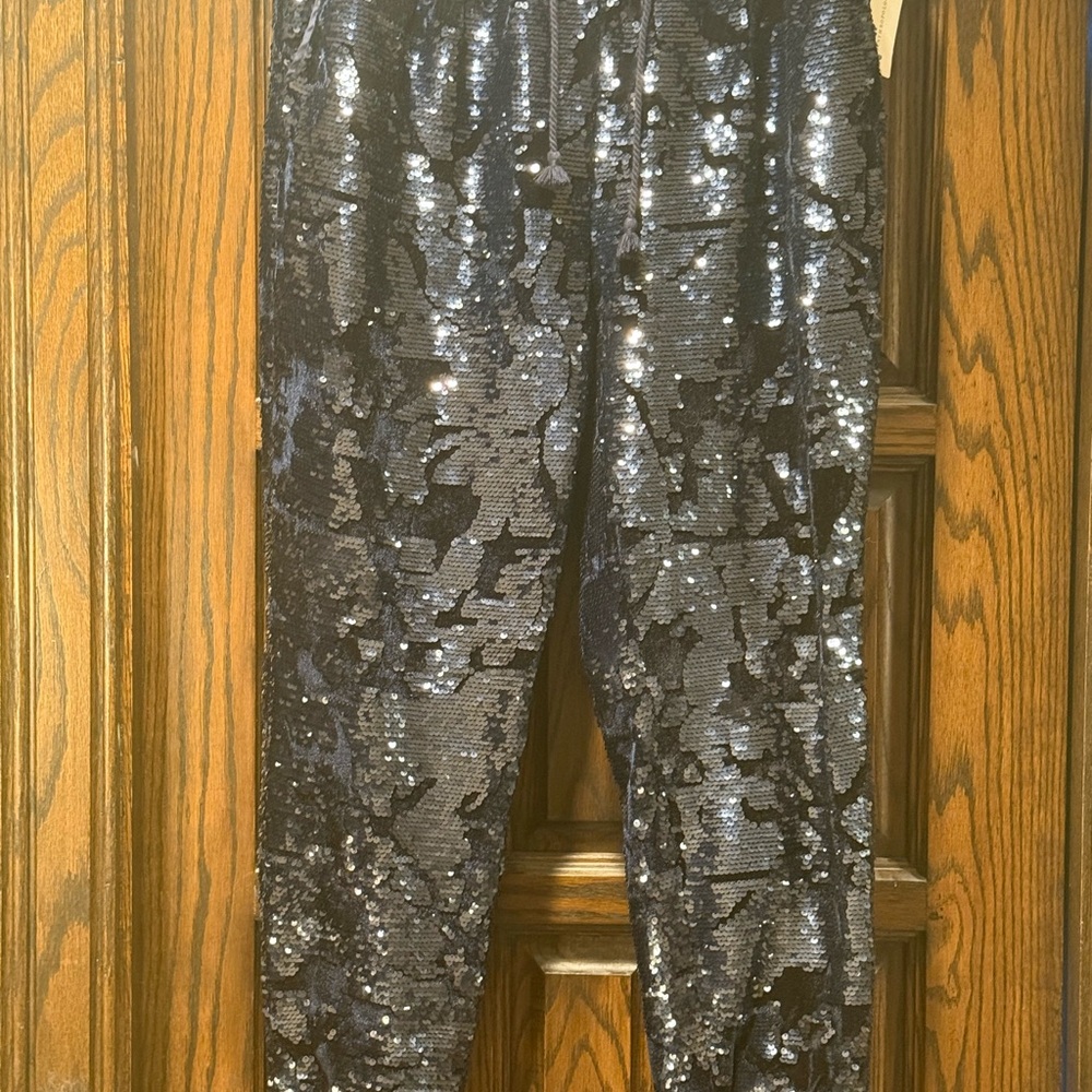 Anthropologie Sequin Drawstring Jogger Pants | Statement - Picture 8 of 10